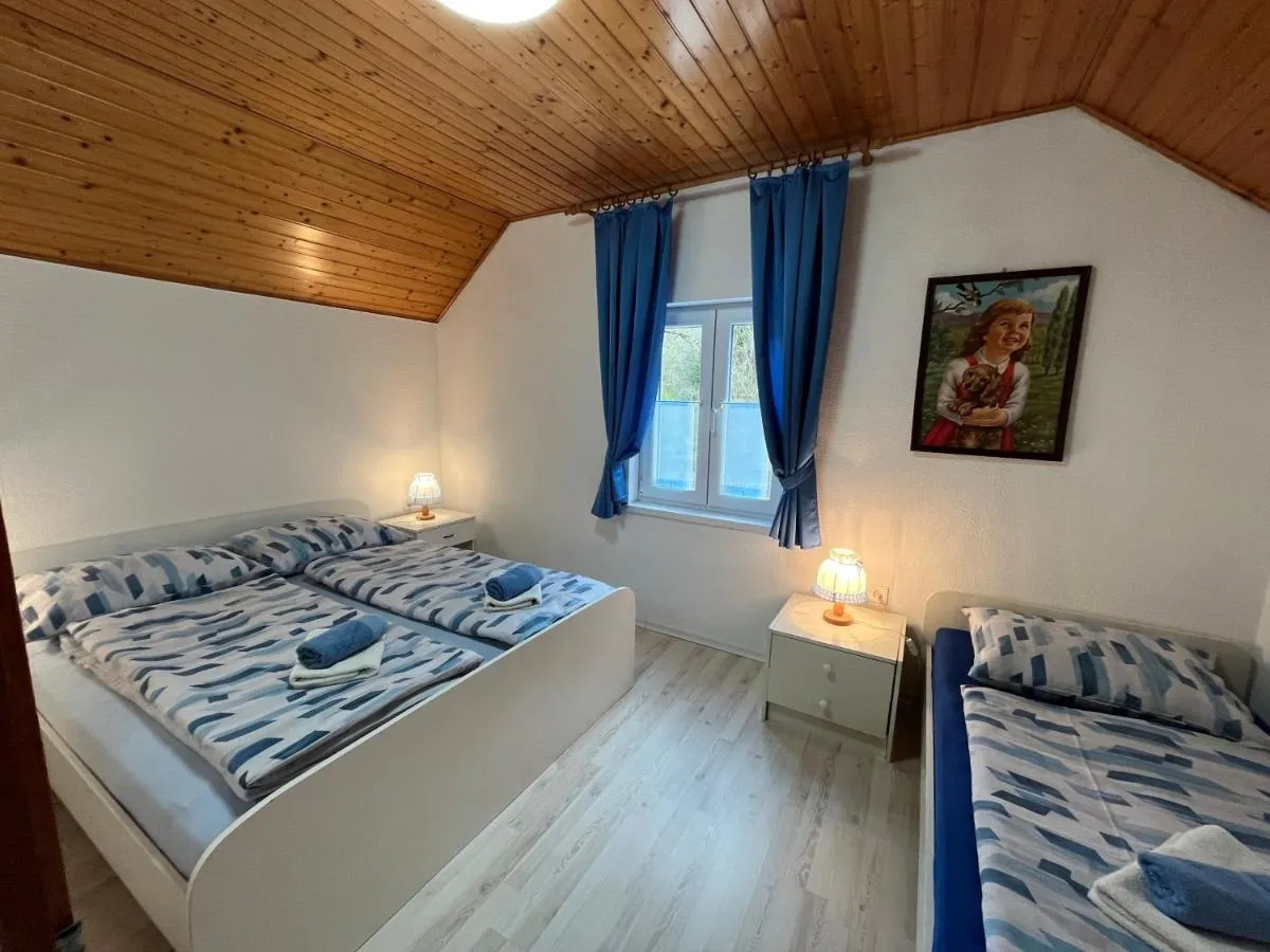 Spalnica pod leseno streho z zakonsko in enojno posteljo